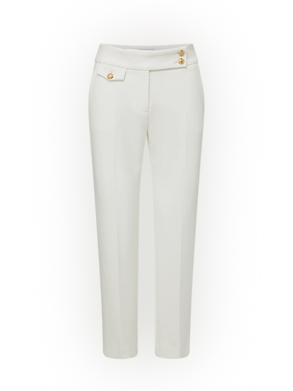 Veronica Beard White Renzo Crest Button Pant